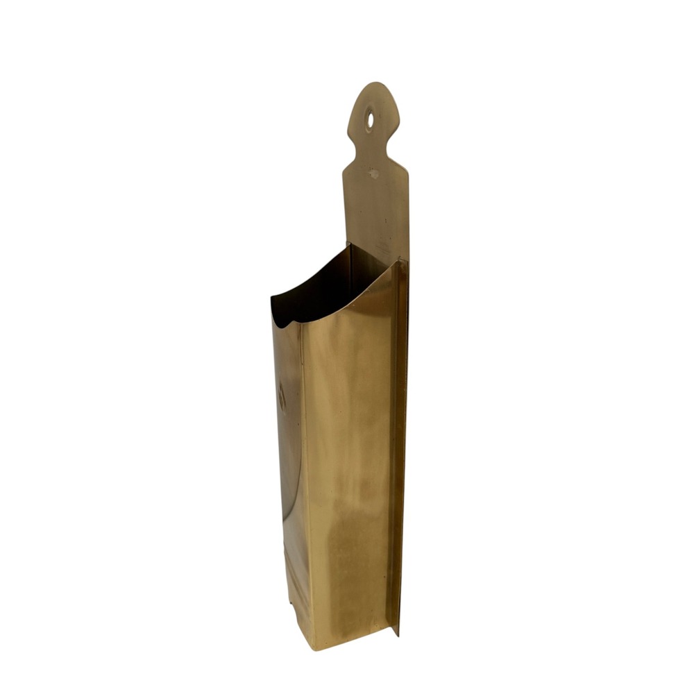Vintage Brass Fireplace Matches Holder Flame Emblem Free Standing or Wall Mount - Picture 3 of 6